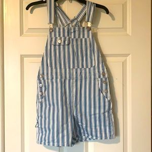 American Eagle striped bib shorts